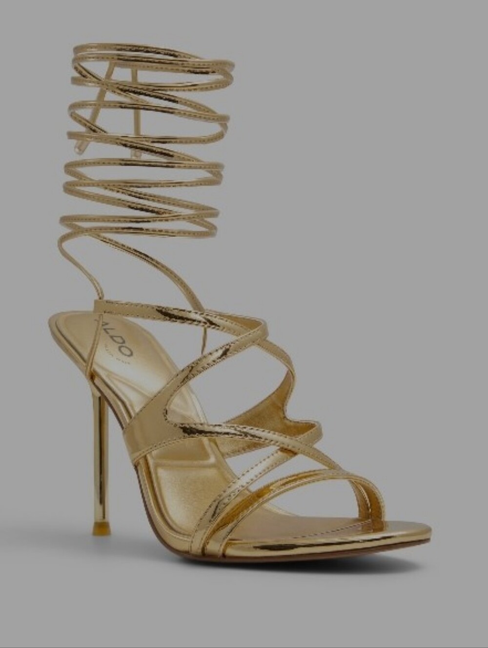 Aldo Metallic Gold Lace-Up Stiletto Sandals Comes With Box